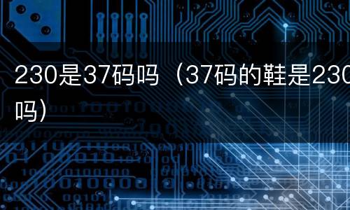 230是37码吗（37码的鞋是230吗）