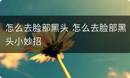 怎么去脸部黑头 怎么去脸部黑头小妙招
