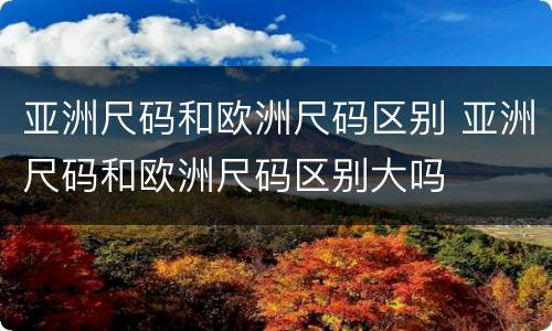亚洲尺码和欧洲尺码区别 亚洲尺码和欧洲尺码区别大吗