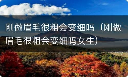 刚做眉毛很粗会变细吗（刚做眉毛很粗会变细吗女生）