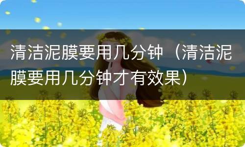 清洁泥膜要用几分钟（清洁泥膜要用几分钟才有效果）