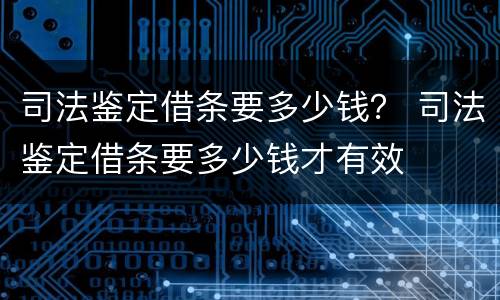司法鉴定借条要多少钱？ 司法鉴定借条要多少钱才有效