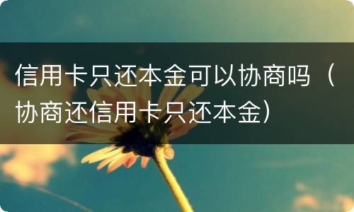 信用卡只还本金可以协商吗（协商还信用卡只还本金）