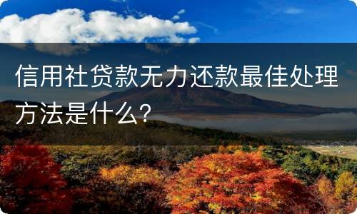 信用社贷款无力还款最佳处理方法是什么？