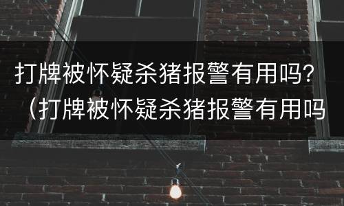 打牌被怀疑杀猪报警有用吗？（打牌被怀疑杀猪报警有用吗知乎）