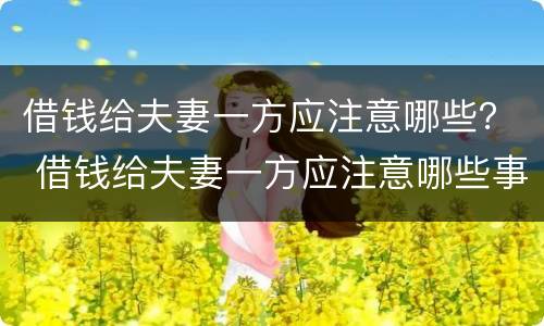借钱给夫妻一方应注意哪些？ 借钱给夫妻一方应注意哪些事项