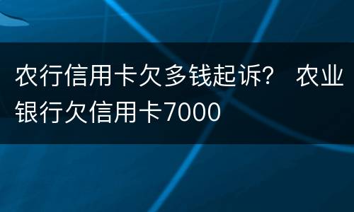 农行信用卡欠多钱起诉？ 农业银行欠信用卡7000