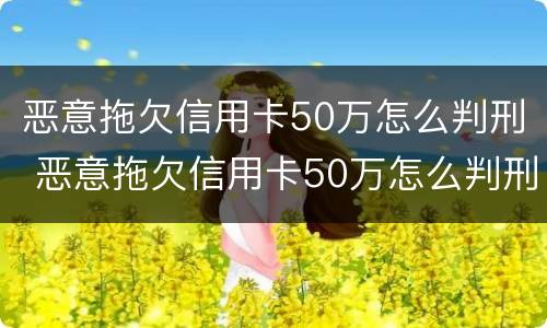 恶意拖欠信用卡50万怎么判刑 恶意拖欠信用卡50万怎么判刑案例