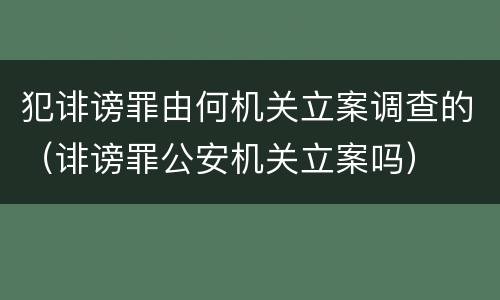 犯诽谤罪由何机关立案调查的（诽谤罪公安机关立案吗）