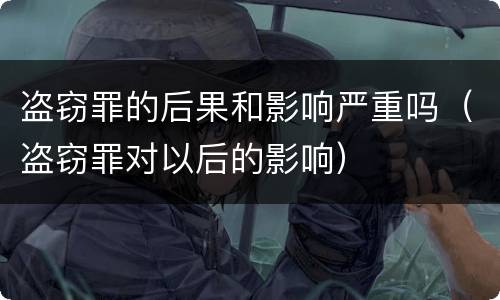 盗窃罪的后果和影响严重吗（盗窃罪对以后的影响）