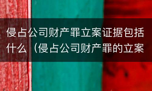 侵占公司财产罪立案证据包括什么（侵占公司财产罪的立案标准）