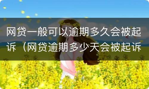 网贷一般可以逾期多久会被起诉（网贷逾期多少天会被起诉）