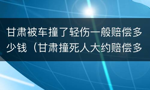 甘肃被车撞了轻伤一般赔偿多少钱（甘肃撞死人大约赔偿多少万）