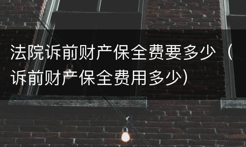 法院诉前财产保全费要多少（诉前财产保全费用多少）
