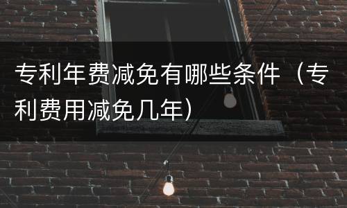专利年费减免有哪些条件（专利费用减免几年）