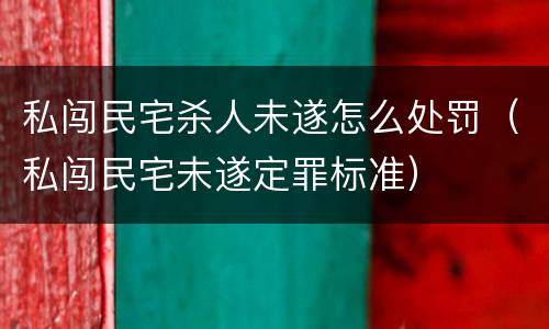 私闯民宅杀人未遂怎么处罚（私闯民宅未遂定罪标准）
