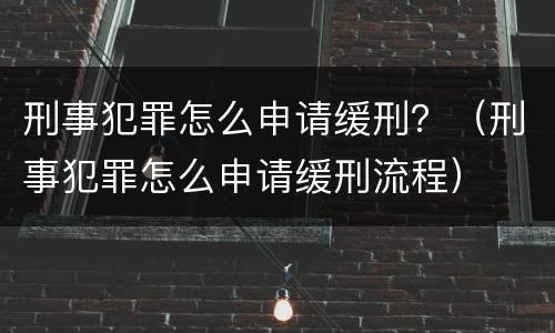 刑事犯罪怎么申请缓刑？（刑事犯罪怎么申请缓刑流程）