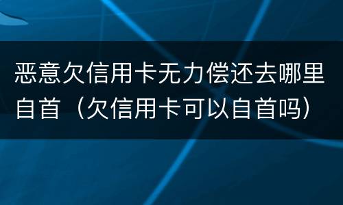 恶意欠信用卡无力偿还去哪里自首（欠信用卡可以自首吗）
