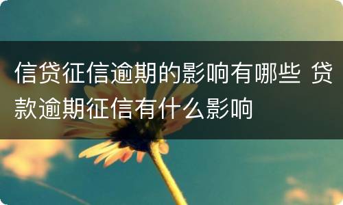 信贷征信逾期的影响有哪些 贷款逾期征信有什么影响
