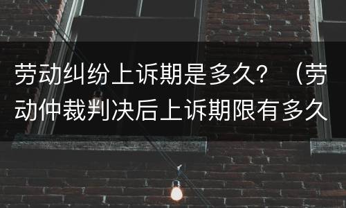 劳动纠纷上诉期是多久？（劳动仲裁判决后上诉期限有多久）