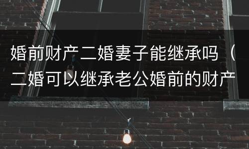 婚前财产二婚妻子能继承吗（二婚可以继承老公婚前的财产吗）