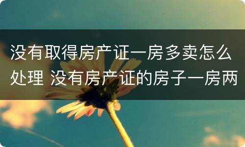 没有取得房产证一房多卖怎么处理 没有房产证的房子一房两卖怎么判是谁的