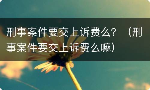 刑事案件要交上诉费么？（刑事案件要交上诉费么嘛）