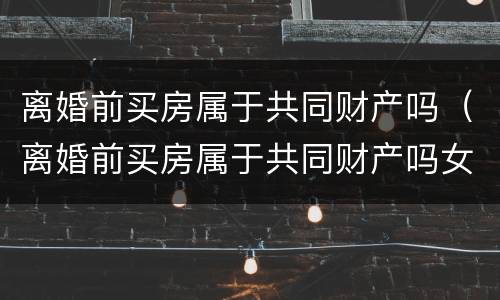 离婚前买房属于共同财产吗（离婚前买房属于共同财产吗女方）