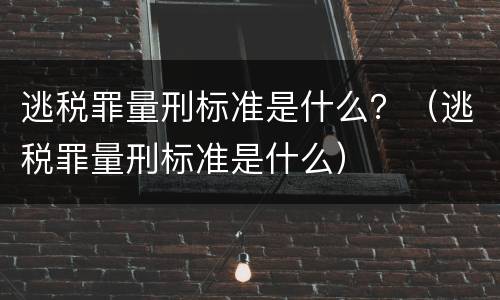 逃税罪量刑标准是什么？（逃税罪量刑标准是什么）