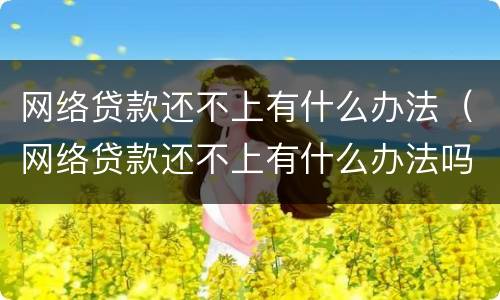 网络贷款还不上有什么办法（网络贷款还不上有什么办法吗）