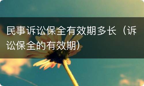 民事诉讼保全有效期多长（诉讼保全的有效期）