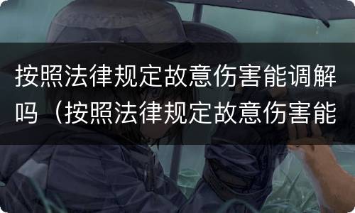 按照法律规定故意伤害能调解吗（按照法律规定故意伤害能调解吗为什么）