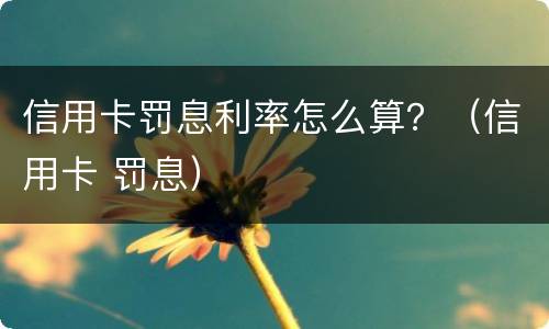 信用卡罚息利率怎么算？（信用卡 罚息）