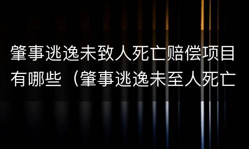 肇事逃逸未致人死亡赔偿项目有哪些（肇事逃逸未至人死亡）
