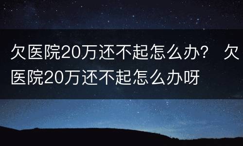 欠医院20万还不起怎么办？ 欠医院20万还不起怎么办呀