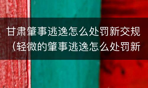 甘肃肇事逃逸怎么处罚新交规（轻微的肇事逃逸怎么处罚新交规）