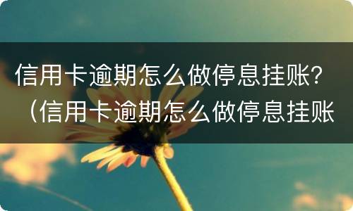 信用卡逾期怎么做停息挂账？（信用卡逾期怎么做停息挂账业务）