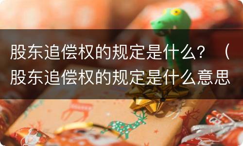 股东追偿权的规定是什么？（股东追偿权的规定是什么意思）