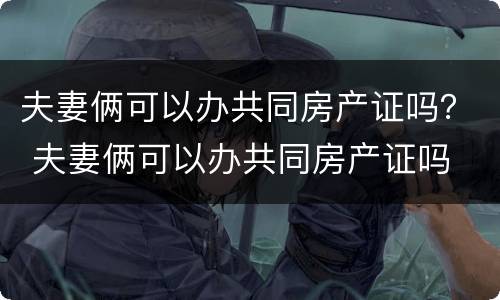 夫妻俩可以办共同房产证吗？ 夫妻俩可以办共同房产证吗