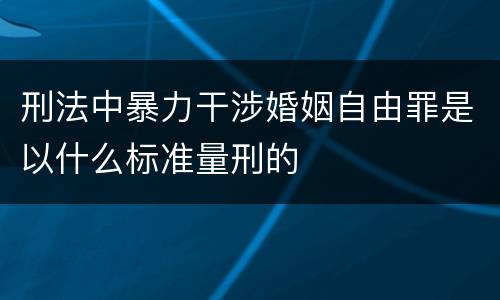 刑法中暴力干涉婚姻自由罪是以什么标准量刑的