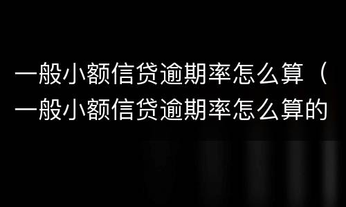 一般小额信贷逾期率怎么算（一般小额信贷逾期率怎么算的）