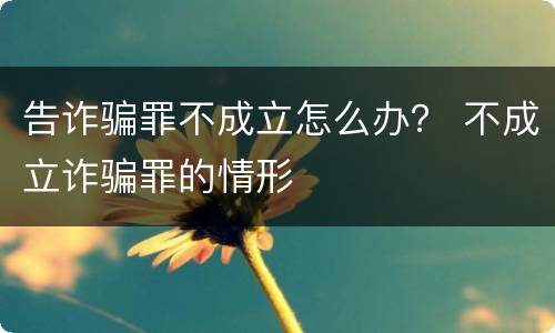 告诈骗罪不成立怎么办？ 不成立诈骗罪的情形