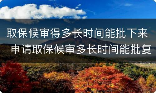 取保候审得多长时间能批下来 申请取保候审多长时间能批复下来?