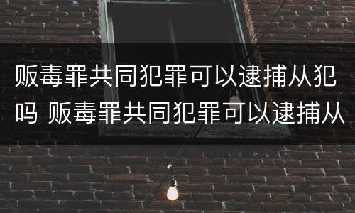 贩毒罪共同犯罪可以逮捕从犯吗 贩毒罪共同犯罪可以逮捕从犯吗知乎