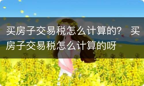 买房子交易税怎么计算的？ 买房子交易税怎么计算的呀