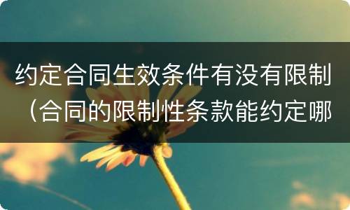 约定合同生效条件有没有限制（合同的限制性条款能约定哪些）