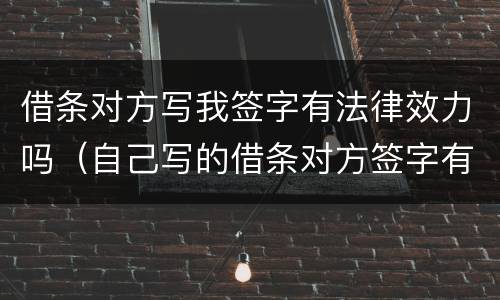 借条对方写我签字有法律效力吗（自己写的借条对方签字有没有法律）